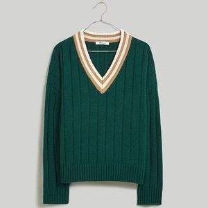 Madewell Tipped V-Neck Oversized Sweater